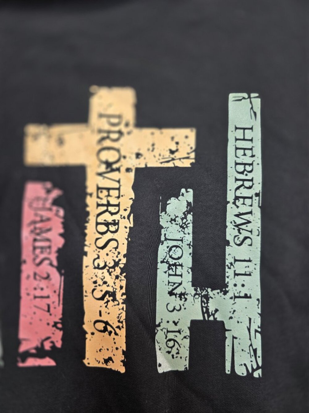 "Faith" Bible Verse Graphic Crewneck Sweatshirt Black Medium - Picture 6 of 9